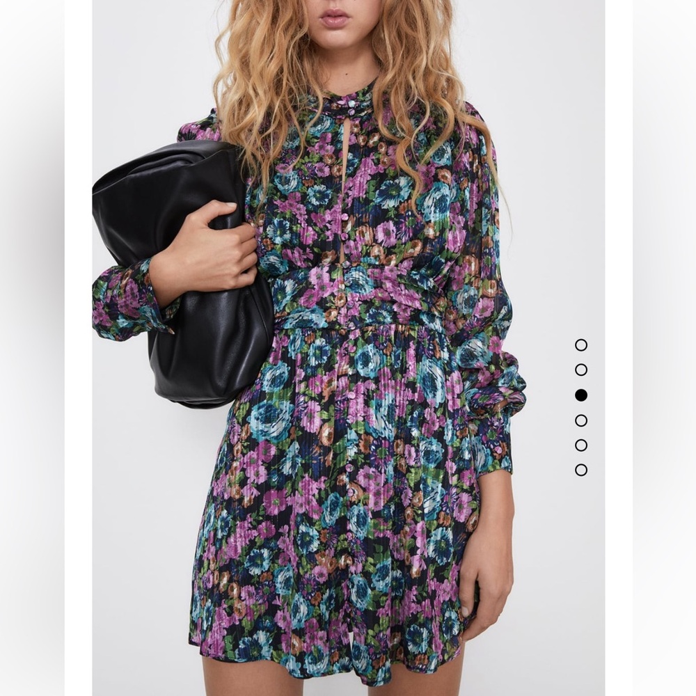 Zara long sleeve floral mini dress